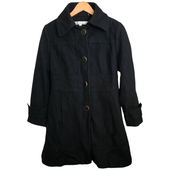 Kenneth Cole New York Womens 8 Black Wool Blend Walker Coat - Picture 1 of 12